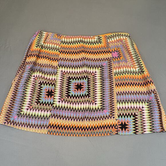 Urban Outfitters Mini Skirt Size Large Linen Blend Geometric Hippie Festival - Picture 3 of 8